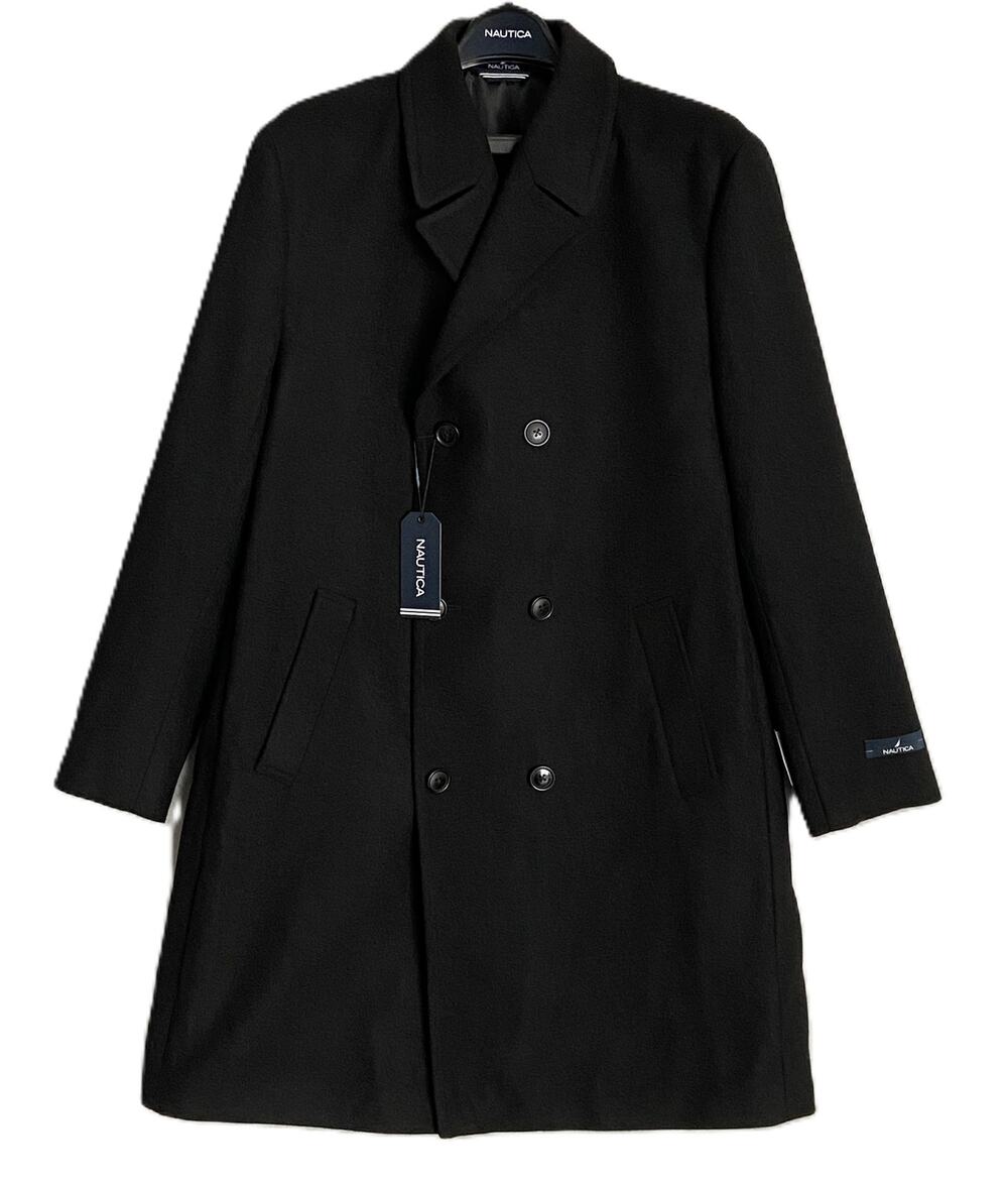 Nautica Overcoat Men's 48 Long Double-Breasted Coat Wool Blend Lined Black NWT